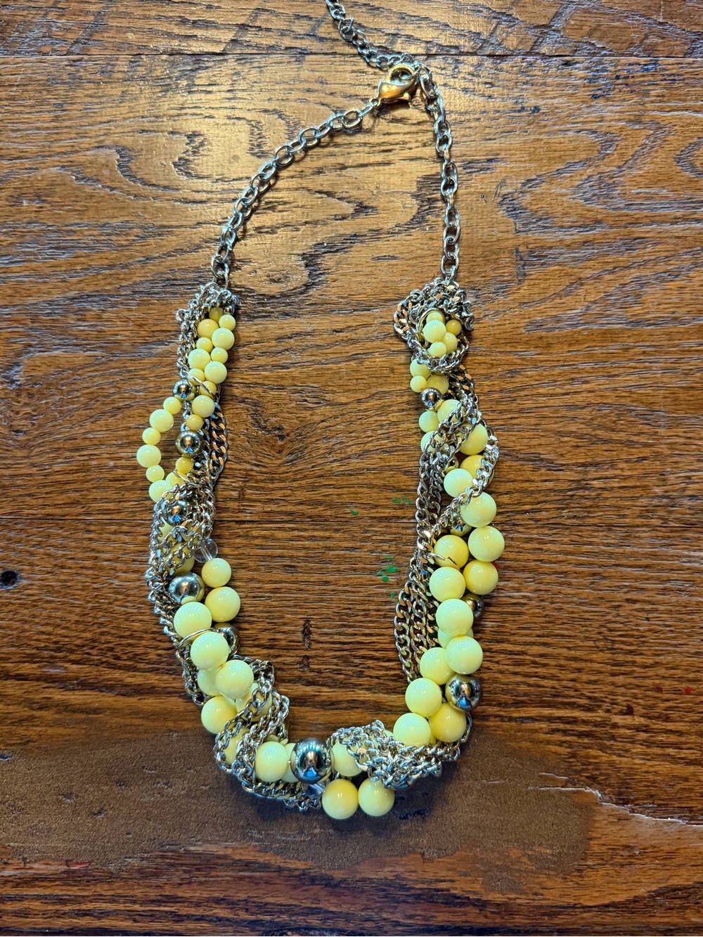 Yellow Beaded Multi-Chain Statement Necklace